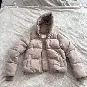 Hollister Taupe Hooded Puffer Jacket